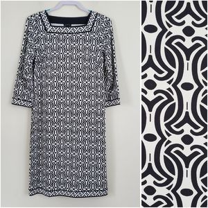 Talbots Black & White Pullover Shift Dress